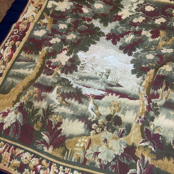 Vintage 90s Tapestry Look Large 46" Square Challis Scarf - Picture 7 of 9